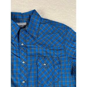 Wrangler Western Plaid Long‎ Sleeve Snap Button Shirt Men's L/G Blue